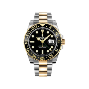 rolex gmt master ii 40mm ref 116713ln black dial black bezel two tone stainless steel 18k yellow gold oyster bracelet mens watch 1 1 ultrapic